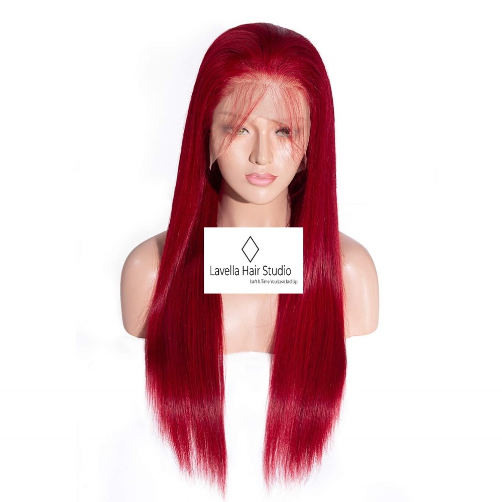 Red lace wig human hair